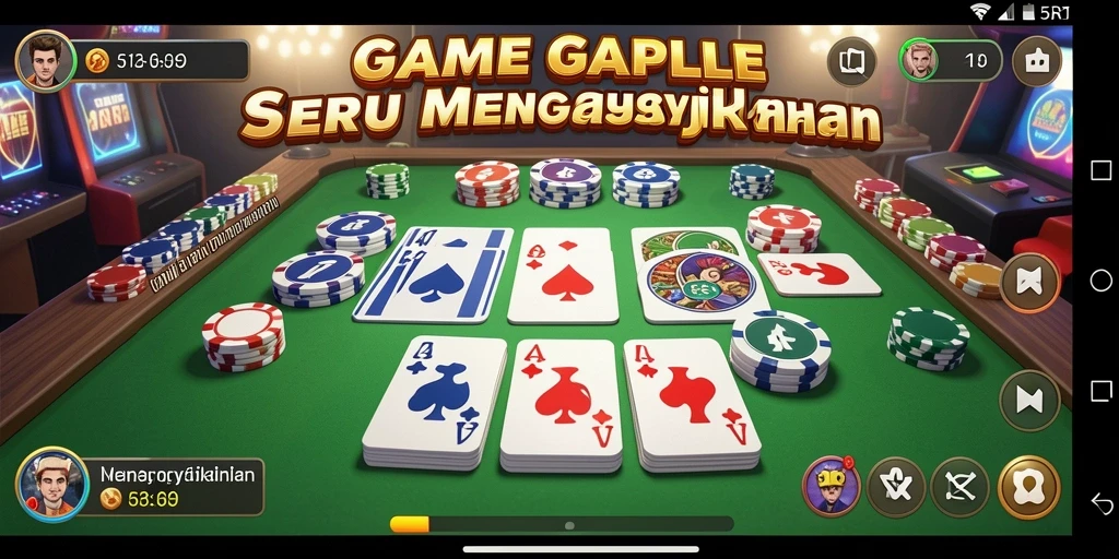 Tampilan gameplay seru Gaple di 5RT dengan teman-teman.