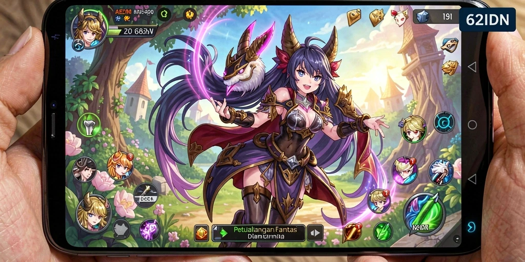 Tampilan gameplay menarik dari 62IDN dengan karakter Anime yang menawan.