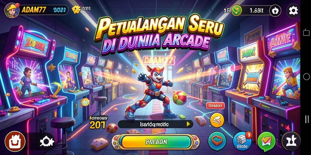 Screenshot permainan ADAM77 menampilkan aksi seru dalam game Arcade.