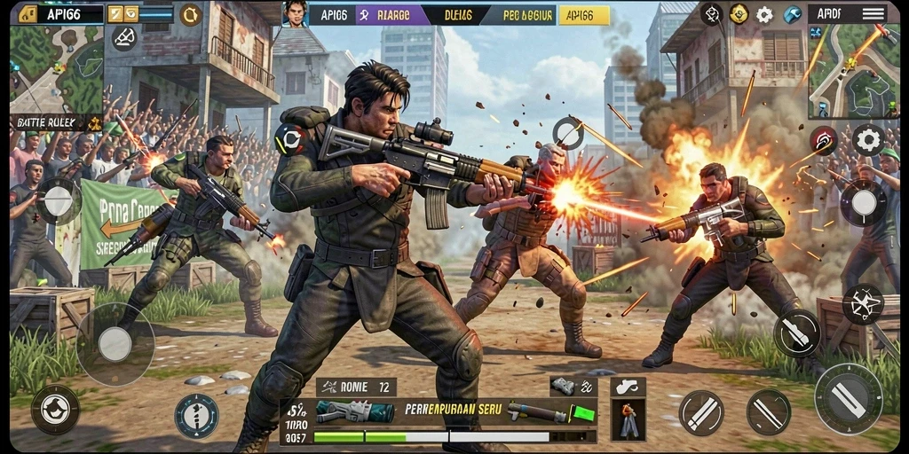 Tampilan seru dari gameplay Battle Royale API66 yang menegangkan.