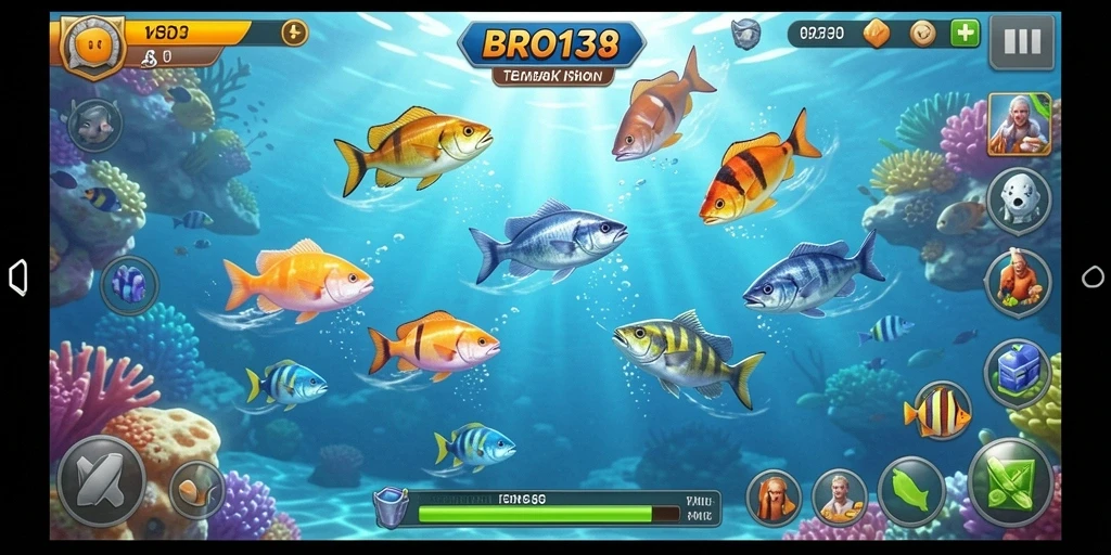 Tangkapan layar menunjukkan aksi menembak ikan di BRO138.
