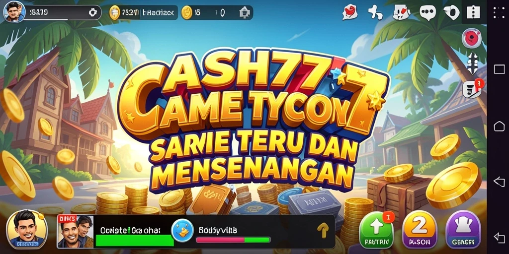 Screenshot CASH777 menampilkan gameplay dinamis dengan elemen Tycoon yang menarik.