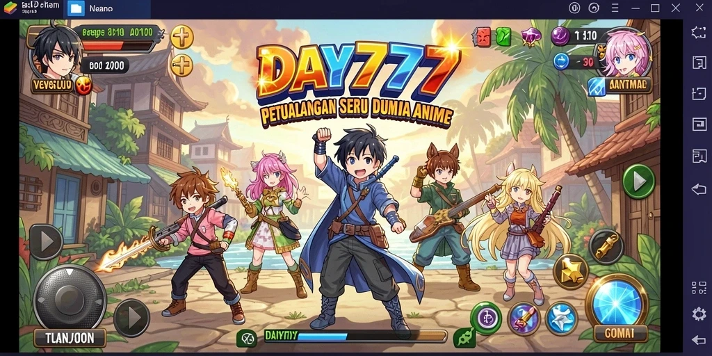 Tangkapan layar DAY777 yang menunjukkan aksi seru karakter Anime.