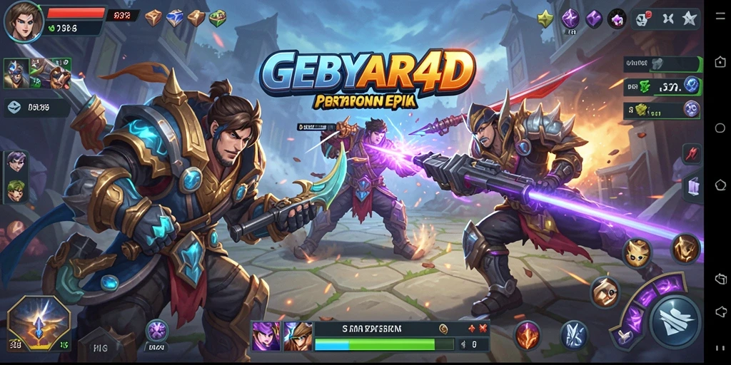 Tampilan gameplay seru dari GEBYAR4D dalam pertarungan MOBA.