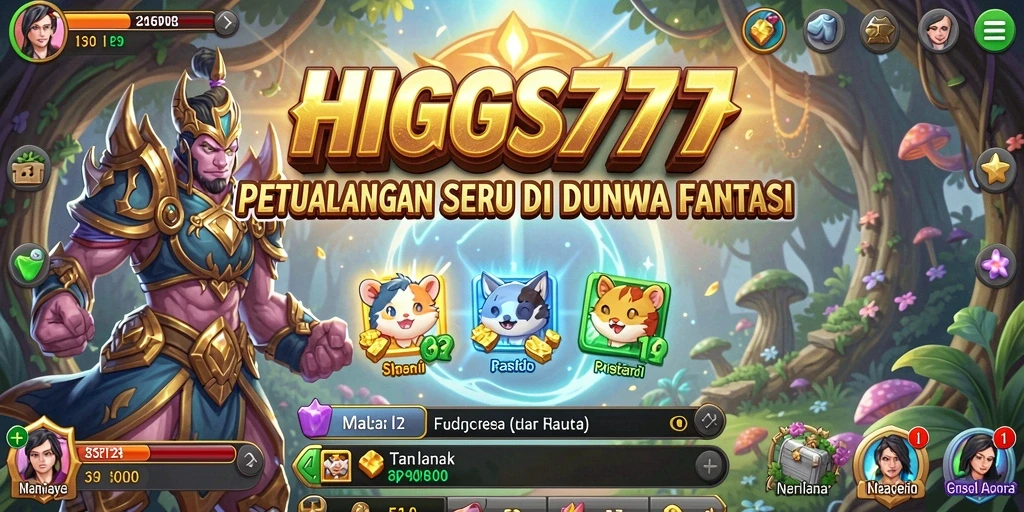 Tampilan gameplay HIGGS777 dengan petualangan yang seru dan beragam karakter.