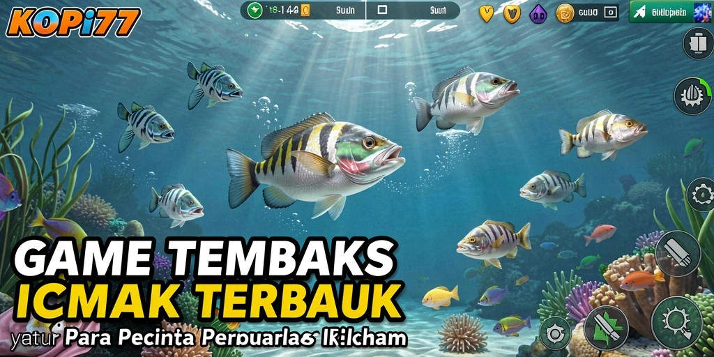 Screenshot gameplay KOPI77 menampilkan aksi menembak ikan yang seru.