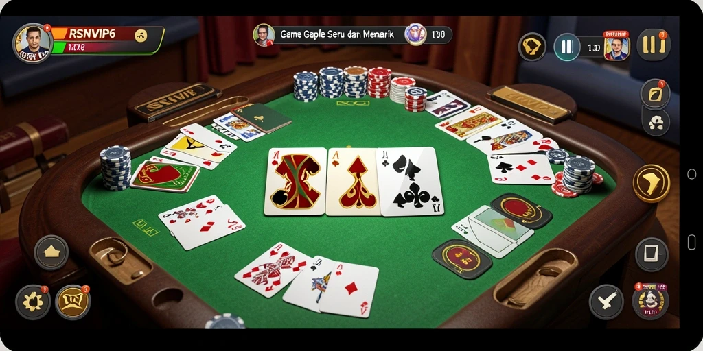 Tampilan gameplay RSNVIP6 yang menarik dan interaktif saat bermain Gaple.